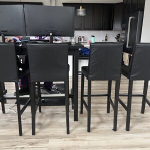 IKEA Pub Chairs Bar Stools Black Vinyl Set of 4